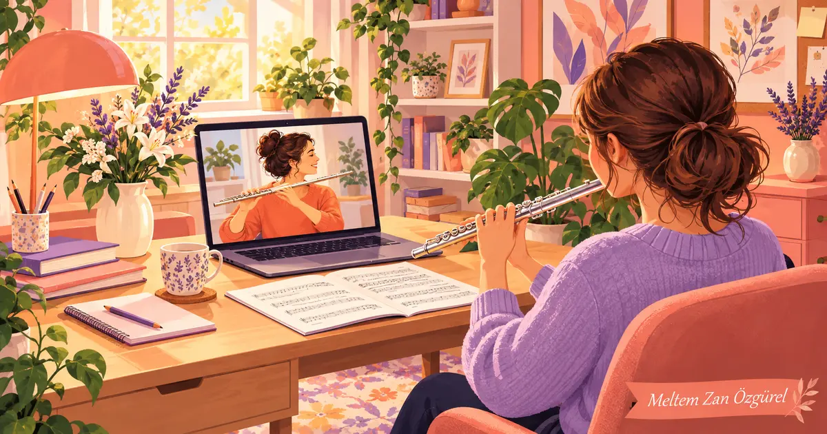 Online Flüt Dersinde Notayı Ekranın Yanına Yerleştirmek